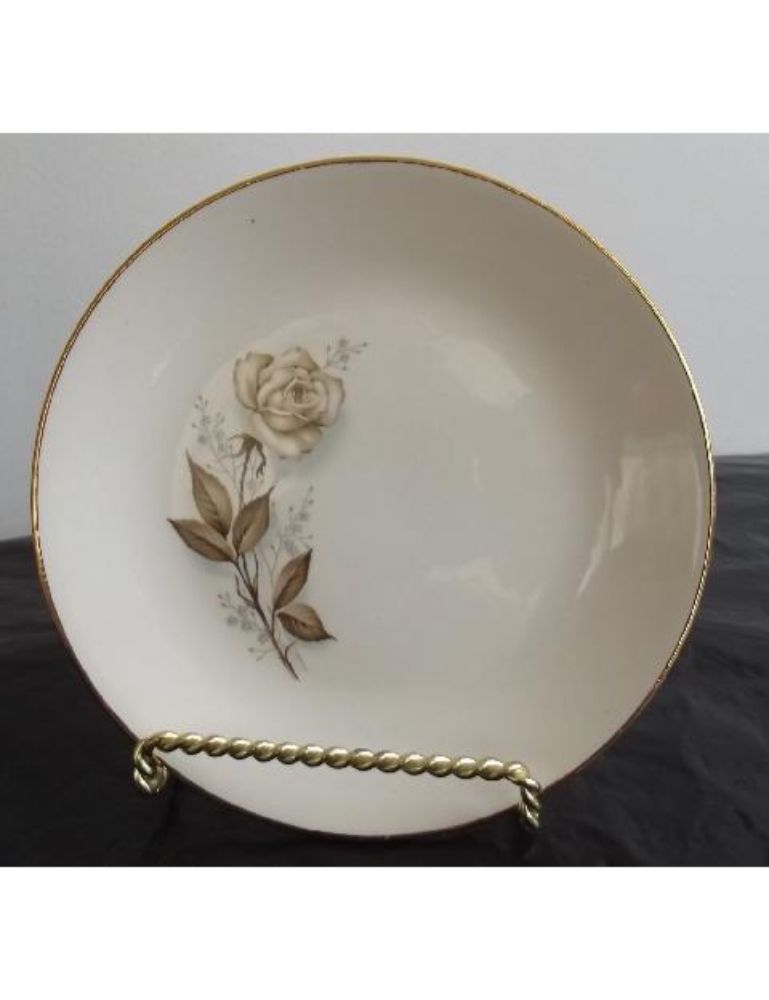 White with Yellow Flowers Bread/ Dessert Plate Gold Trim Made in China
